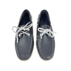 Sebago Docksides Portland Boat Shoes Mens Size 7 Navy Blue Leather